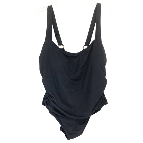 NWT Anne Cole Plus Sz 20W Black Square Neck One Piece Swim Bathing Suit NEW - Picture 2 of 8